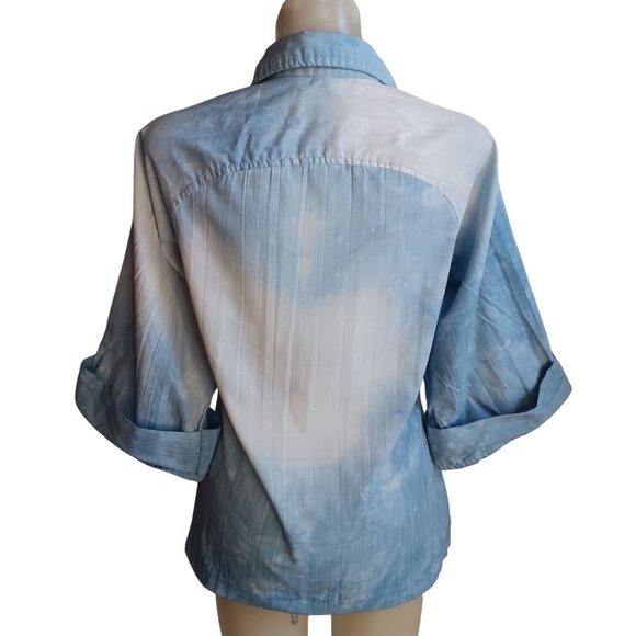 Women's Small Medium S/M Vintage Hippy Boho Blouse 1970's Tie-Dye 3/4 Sleeve - Picture 3 of 7